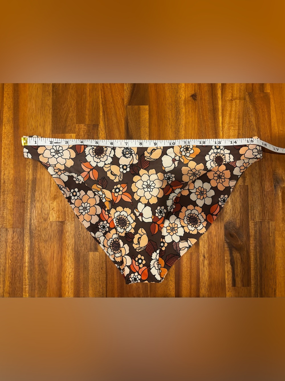 SKATIE Bikini Swimsuit Set Retro Floral Two-Piece Bikini Brown, Cream & Orange M - Picture 6 of 11